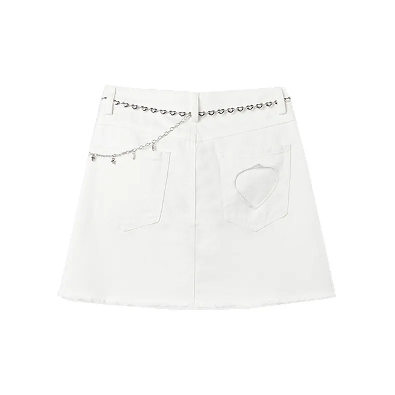 ITIB YOUPPIE! Denim Short Skirts Women's White-1