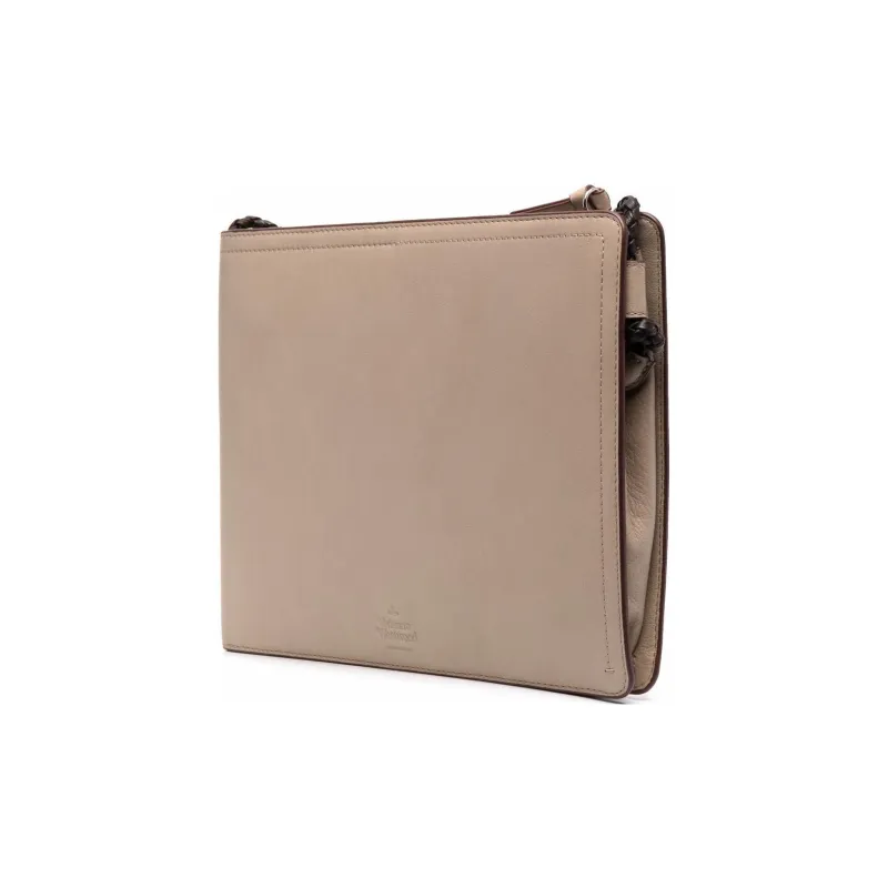 Vivienne Westwood Calfskin Clutch, Crossbody Bag, Shoulder Bag Men's Light Umber-1