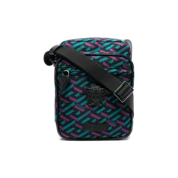 VERSACE Cow Leather Messenger Bag Shoulder Bag Crossbody Bag Men's Blue