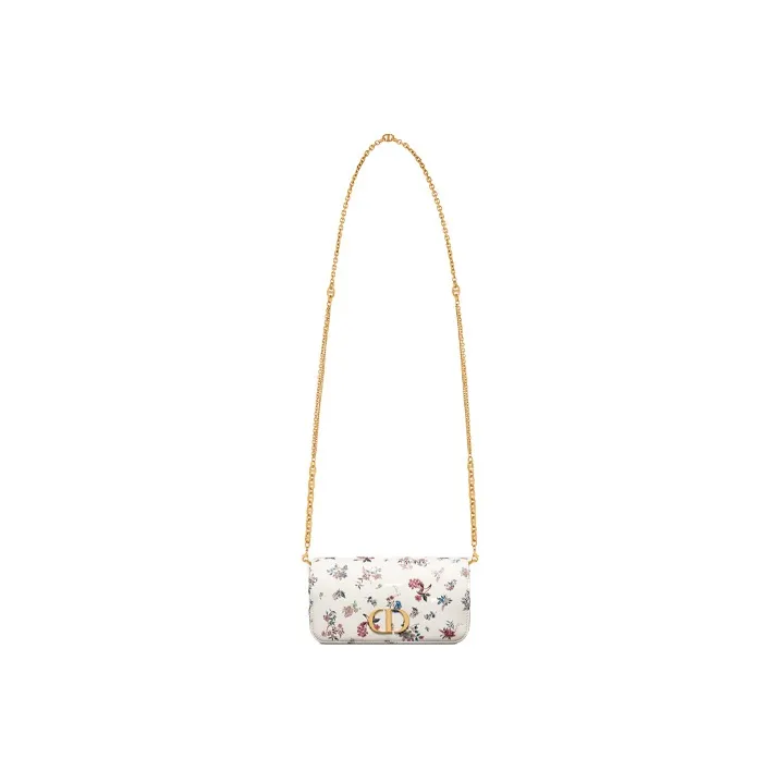 DIOR Caro Cow Leather One Shoulder Crossbody Cell Phone Pouch Regular Women's Milk White-1