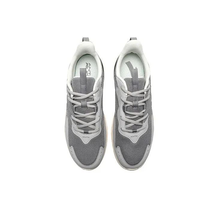 Anta Cushioned Anti-Slip Wear-Resistant Breathable Lightweight Low-Top Running Shoes Men's Gray-3