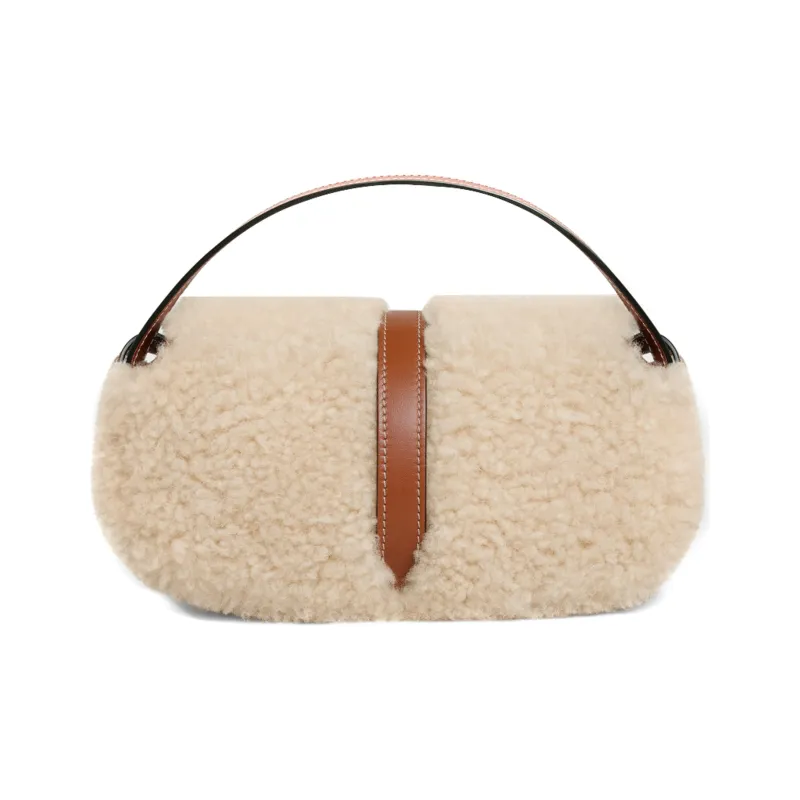 CELINE Cow Leather Handbag, Shoulder Bag, Crossbody Bag Trumpets Women's Beige/Tan-1