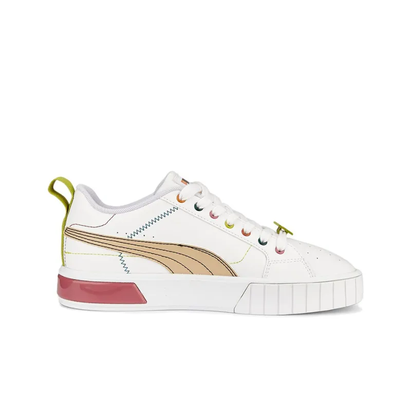 PUMA Cali Star Pierced Low-Top Skateboard Shoes Women's White Pink-1