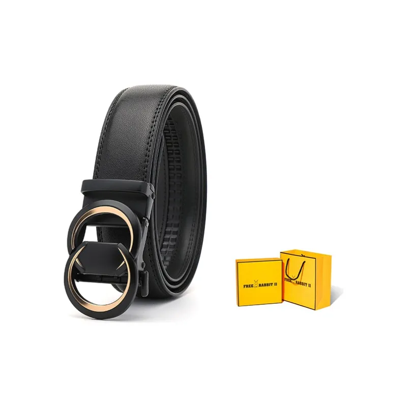 FREE RABBITⅡ Double Ring Interlocking Business Automatic Buckle Cow Leather Leather Belts Men's-3