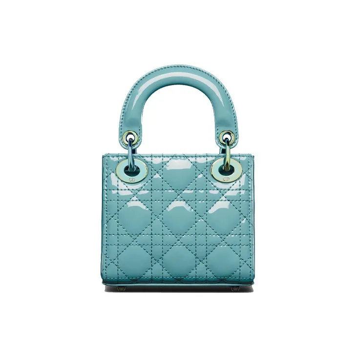 DIOR Lady Dior Patent Leather, Cow Leather Lady Dior Bag, Shoulder Bag, Crossbody Bag, Handbag Women's Sky Blue-2