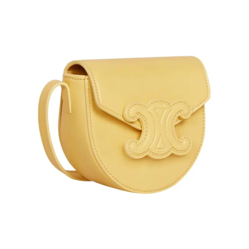 CELINE Besace Smooth Cow Leather Handbag Shoulder Bag Crossbody Bag Mini Women's Yellow-1
