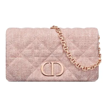 DIOR Caro Linen Fabric Handheld Shoulder Bag, Crossbody Bag Regular Women's Pink