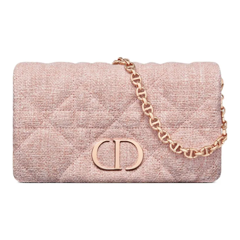 DIOR Caro Linen Fabric Handheld Shoulder Bag, Crossbody Bag Regular Women's Pink-0