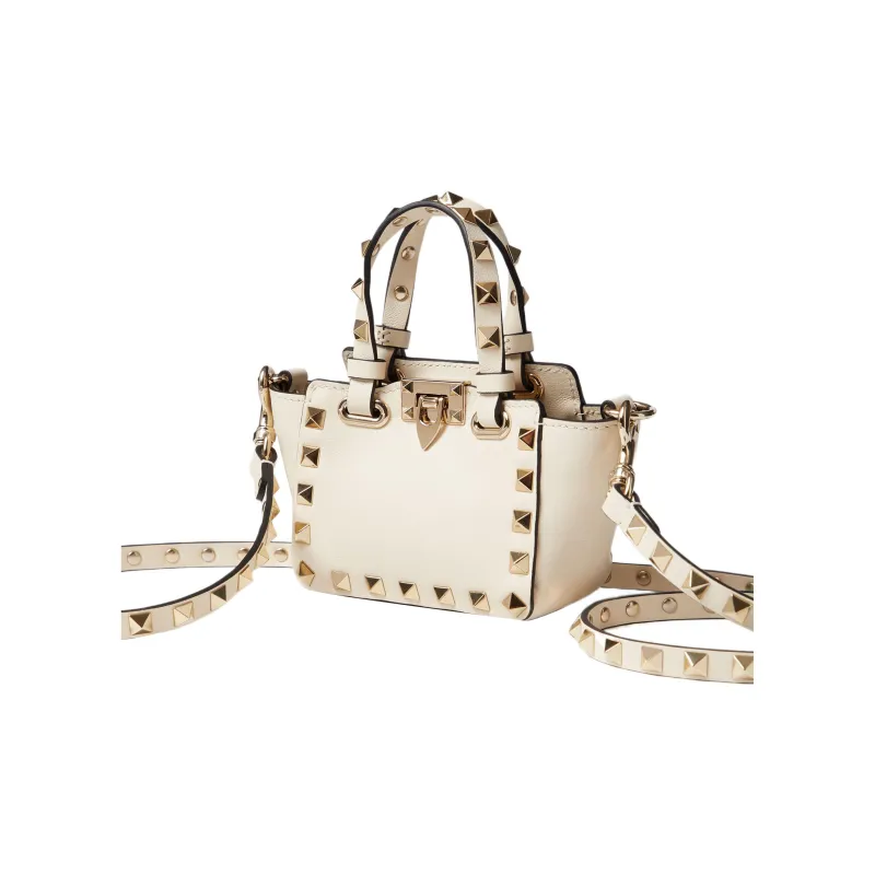 Valentino Rockstud Calfskin Shoulder Bag Crossbody Bag Handbag Extra Mini Women's Light Ivory-1