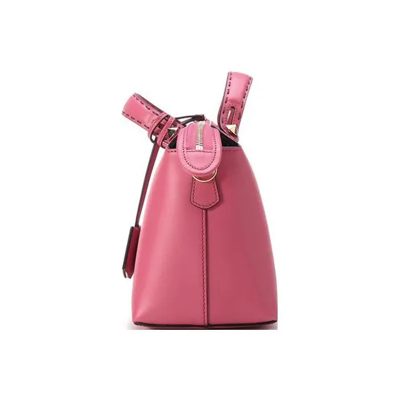 FENDI Cow Leather Handbag Boston Bag Shoulder Bag Medium Size Women's Fuchsia-2