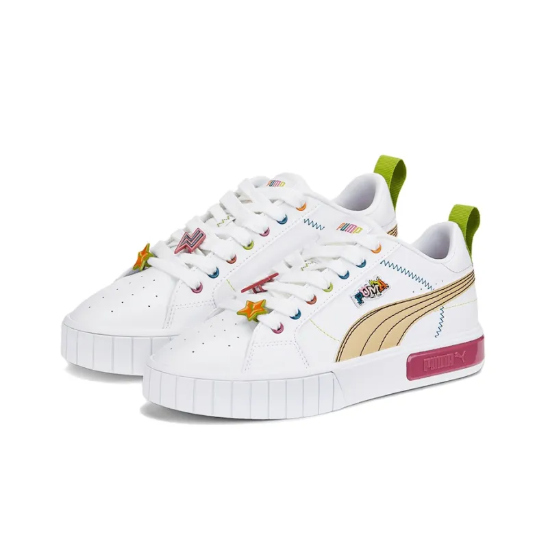 PUMA Cali Star Pierced Low-Top Skateboard Shoes Women's White Pink-2