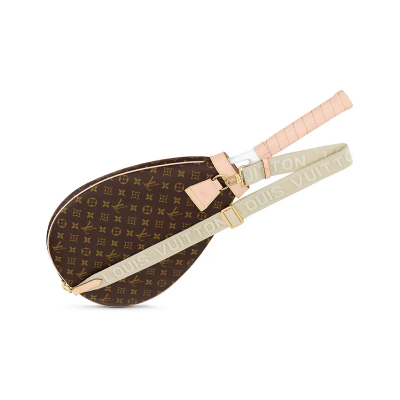 LOUIS VUITTON Suzanne Etui Leather Tennis Racket Storage Bag Unisex Brown-1