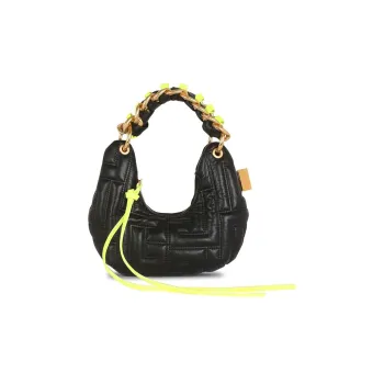 BALMAIN Pillow Quilting Leather Pillow Bag Hobo Bag Shoulder Bag Handbag Mini Women's Black