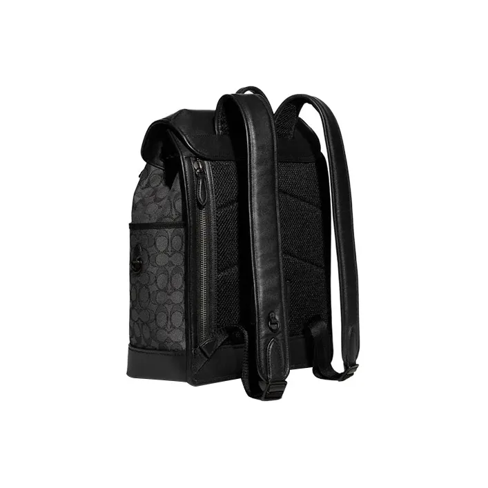 COACH League Fabric With Refined Calfskin Backpack Tubas Men's Black-1