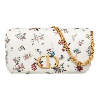 DIOR Caro Cow Leather One Shoulder Crossbody Cell Phone Pouch Regular Women's Milk White