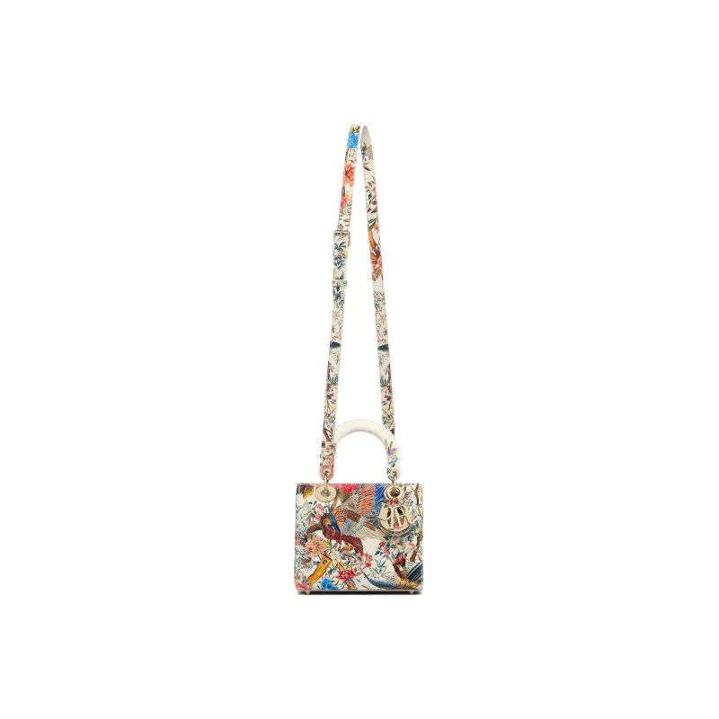 DIOR Lady Dior Cow Leather Daisie Bag Shoulder Bag Crossbody Bag Handbag Small Size Women's Milk White-4