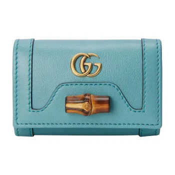 GUCCI Leather Key Pouch Women's Light Blue
