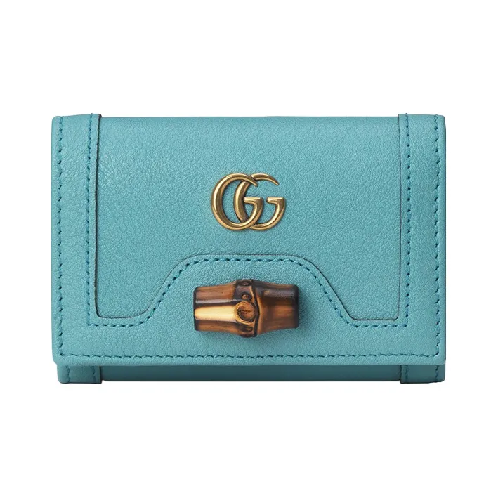 GUCCI Diana Leather Wallet Medium Size Women's Light Blue-0