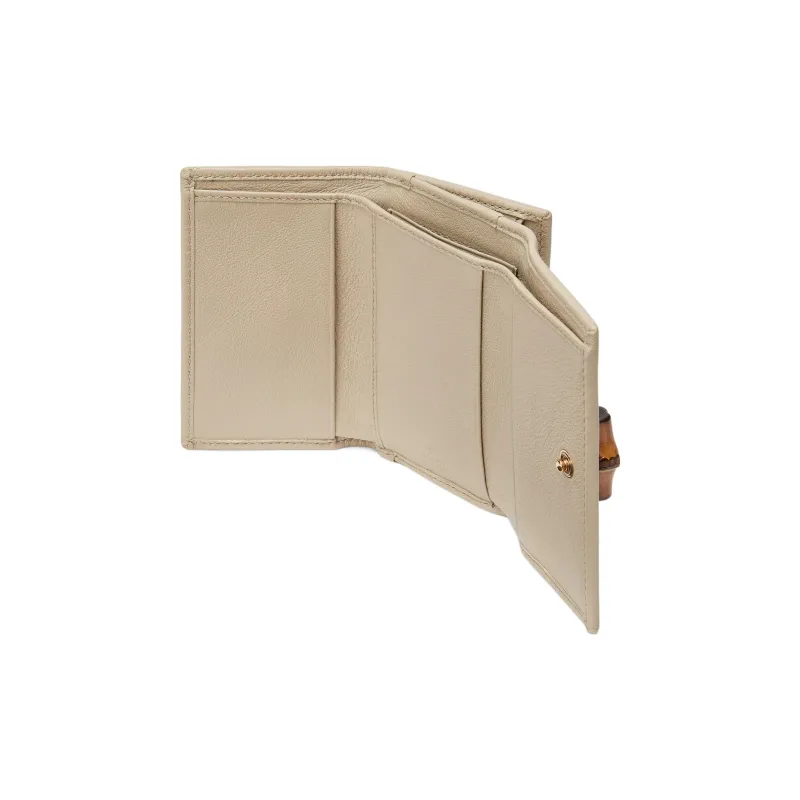 GUCCI Diana Leather Wallet Medium Size Women's Beige-5