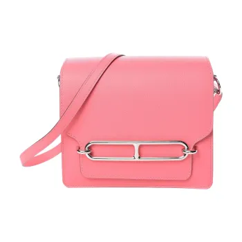 HERMES Roulis Evercolor Leather Handbag Shoulder Bag Crossbody Bag Mini Women's 8W Rose Azalea Lip Balm Powder