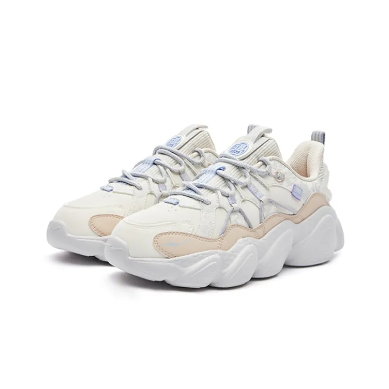 Erke Cushioning, Slip Resistant, And Abrasion Resistant Low Top Sports Casual Shoes Women's Ivory White-2