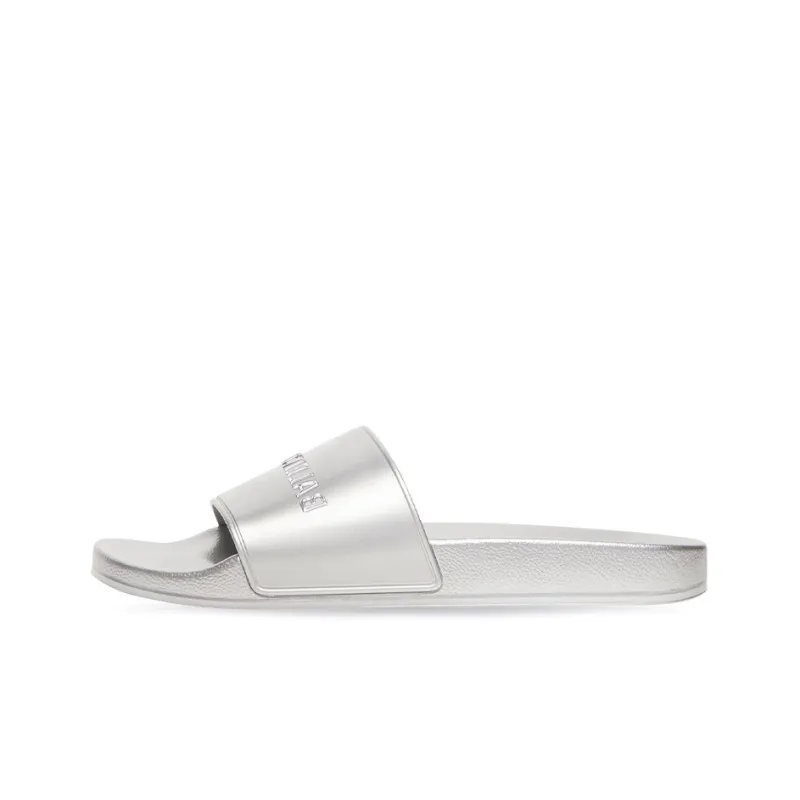 Balenciaga Pool Slide Slippers Men Silver-0