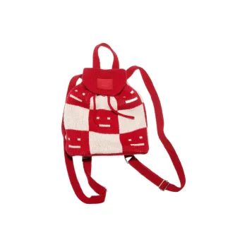 Acne Studios Wool Backpack Unisex Red And White Plaid