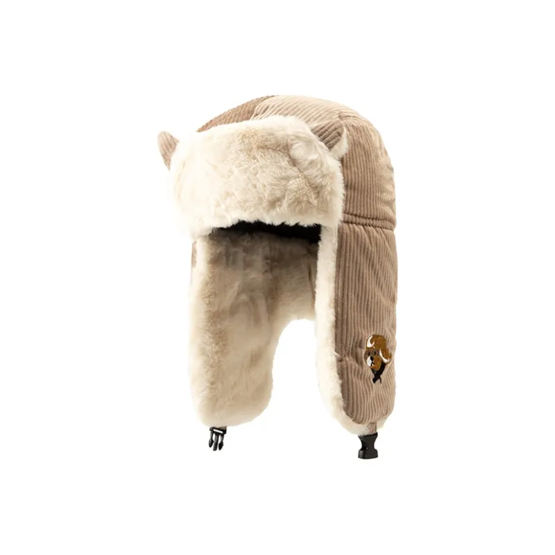BAIJUAN Corduroy Trapper Hats Women's Black, Ecru, Pink-1