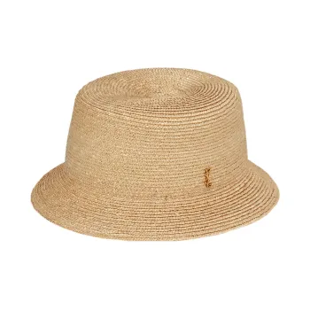 SAINT LAURENT Logo-plaque Straw Bucket Hat