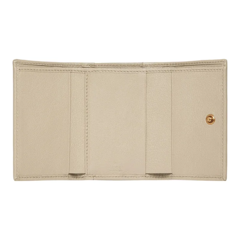 GUCCI Diana Leather Wallet Medium Size Women's Beige-4