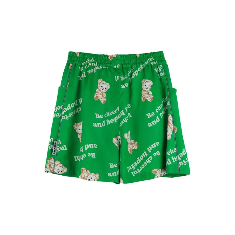 LALABOBO Casual Shorts Women's Green-1