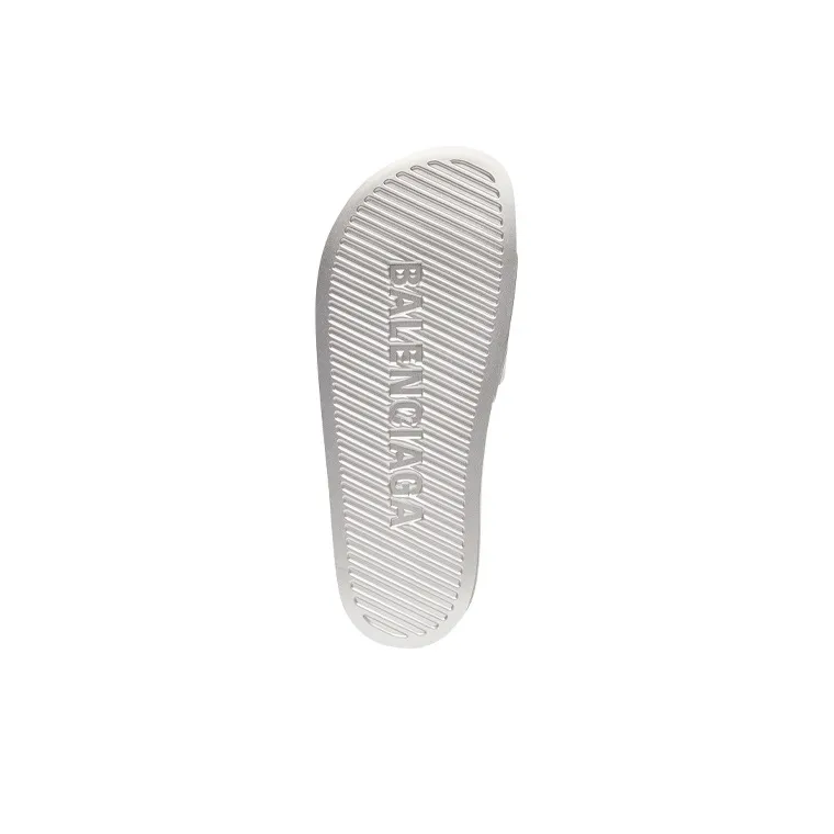 Balenciaga Pool Slide Slippers Men Silver-4