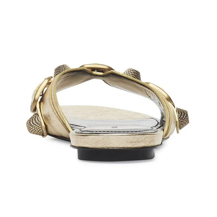 Balenciaga Cagole Slide Slippers Women's Gold-4