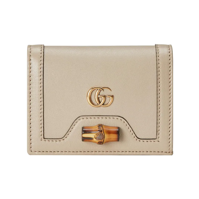 GUCCI Diana Leather Card Holder Women's Beige-0