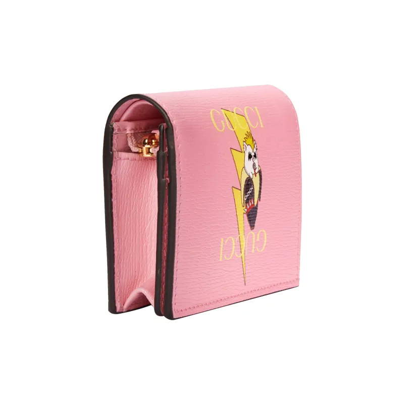 GUCCI Bananya Banana Meow, Collaboration Limited Edition Leather Wallet, Card Holder Regular Women's Pink-1