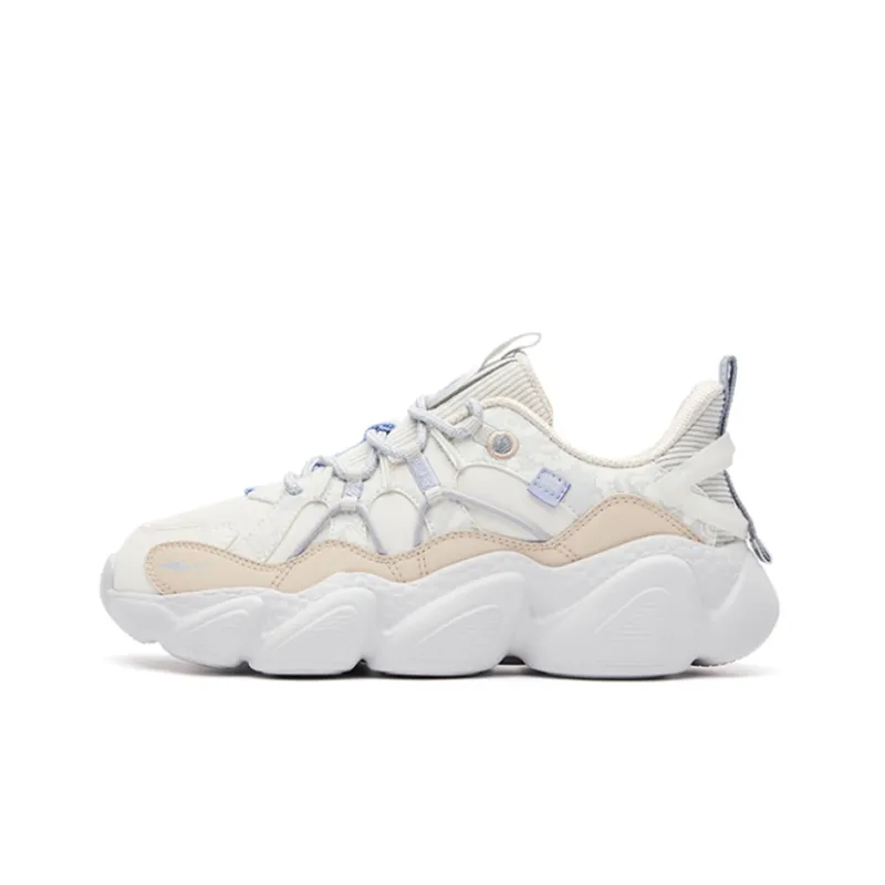 Erke Cushioning, Slip Resistant, And Abrasion Resistant Low Top Sports Casual Shoes Women's Ivory White-0