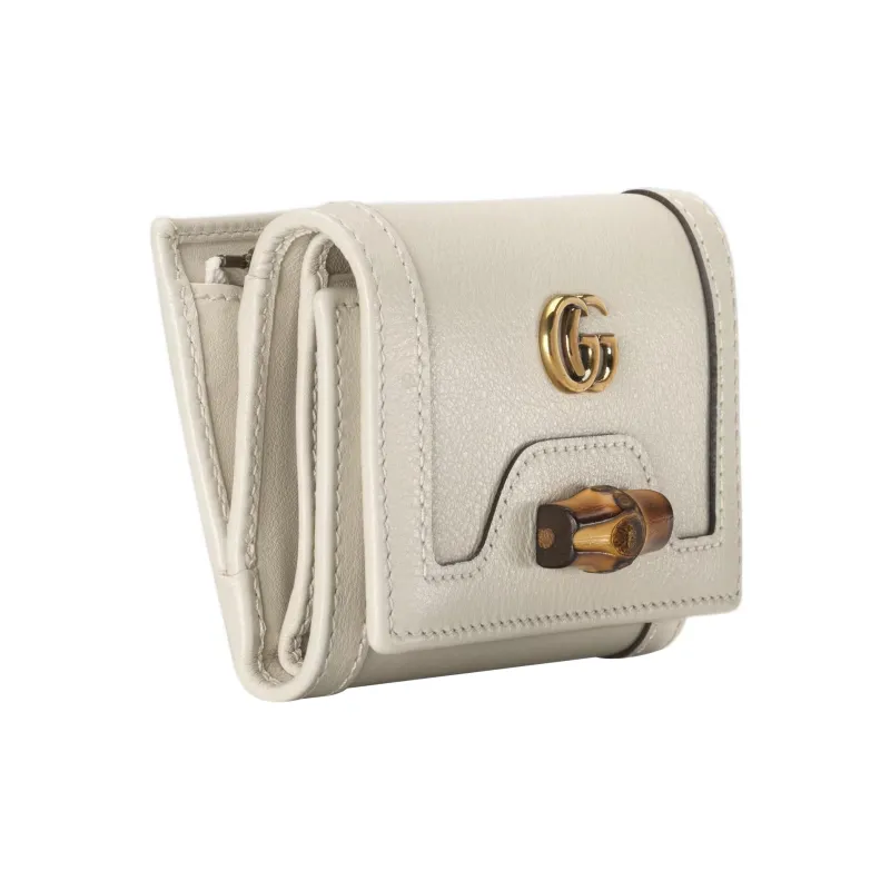 GUCCI Diana Leather Wallet Medium Size Women's White-1