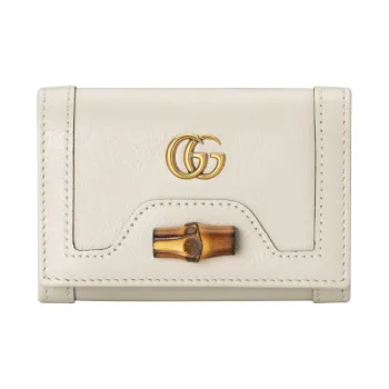 GUCCI Diana Leather Wallet Medium Size Women's White