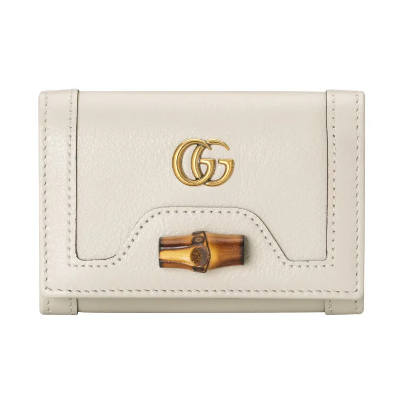 GUCCI Diana Leather Wallet Medium Size Women's White-0