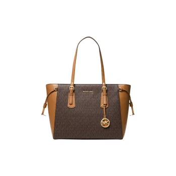 MICHAEL KORS Voyager Cow Leather Tote Bag Shopping Bag Shoulder Bags Medium Size Women's Dark Brown