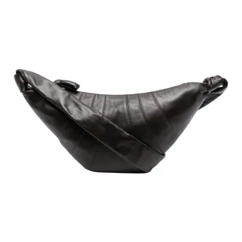 Lemaire Croissant Series Sheepskin Croissant Bag, Shoulder Bag, Crossbody Bag Medium Size Unisex Dark Chocolate Brown