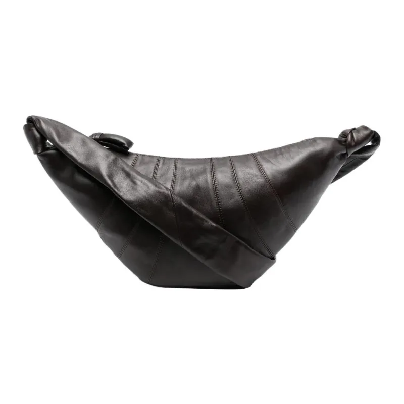 Lemaire Croissant Series Sheepskin Croissant Bag, Shoulder Bag, Crossbody Bag Medium Size Unisex Dark Chocolate Brown-0