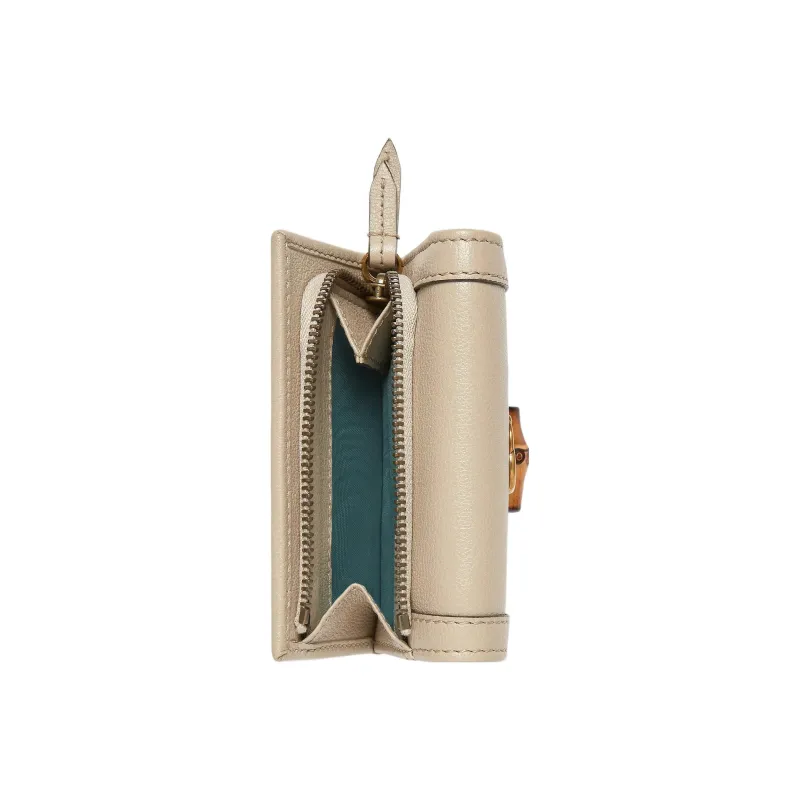 GUCCI Diana Leather Wallet Medium Size Women's Beige-3