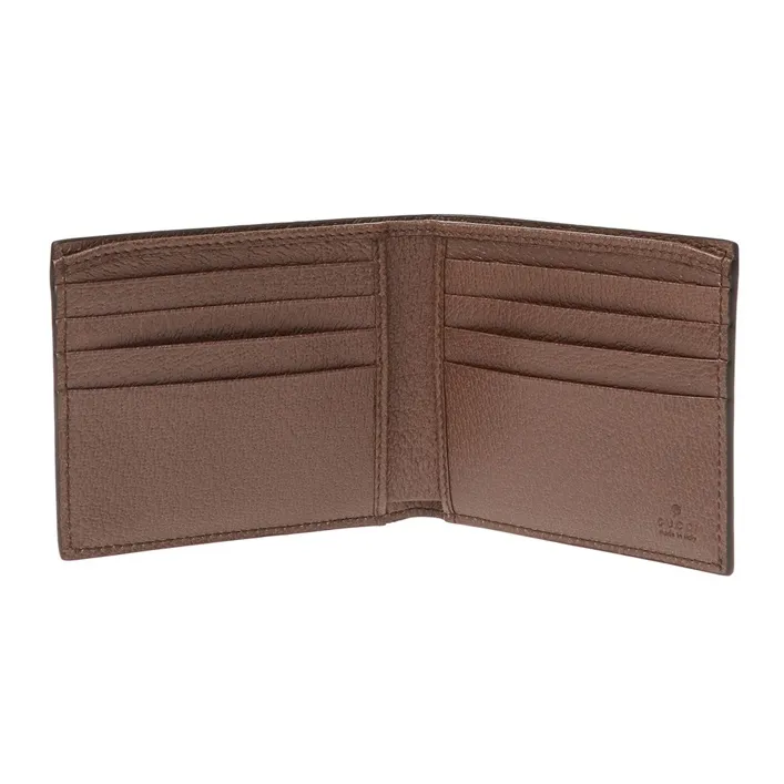GUCCI Leather Card Holder Wallet Men's Brown-3