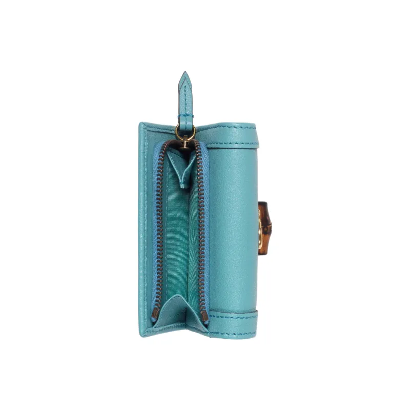 GUCCI Diana Leather Wallet Medium Size Women's Light Blue-5