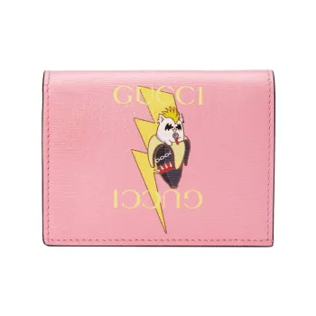 GUCCI Bananya Banana Meow, Collaboration Limited Edition Leather Wallet, Card Holder Regular Women's Pink