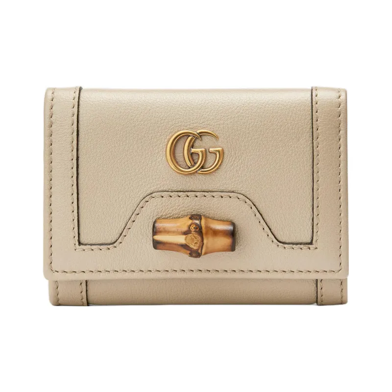 GUCCI Diana Leather Wallet Medium Size Women's Beige-0