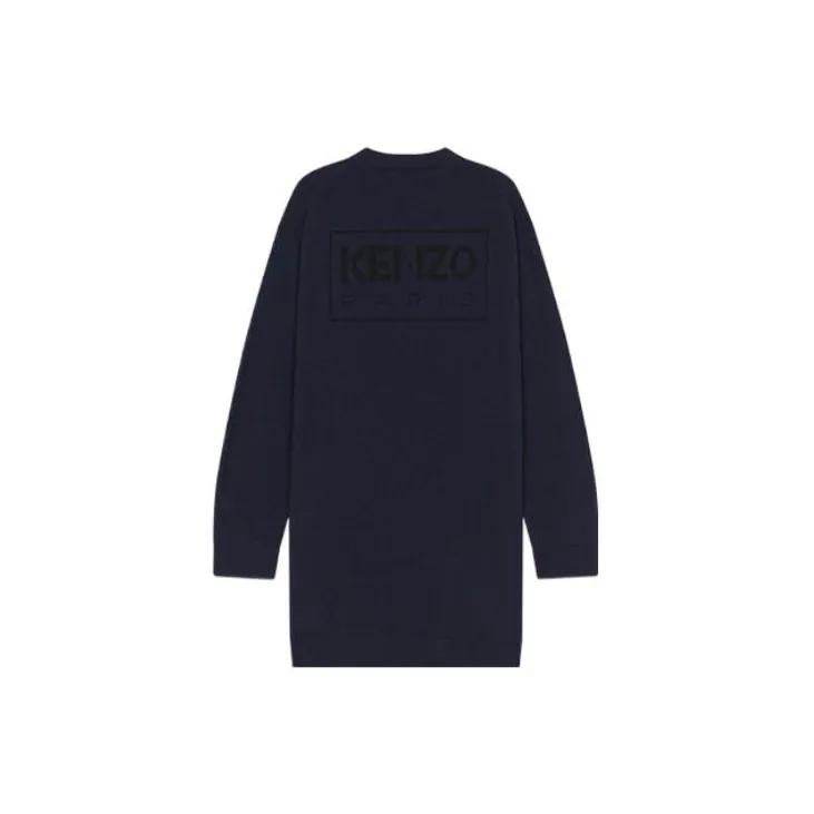 KENZO Logo Intarsia Crewneck Mini Knitted Dress-1