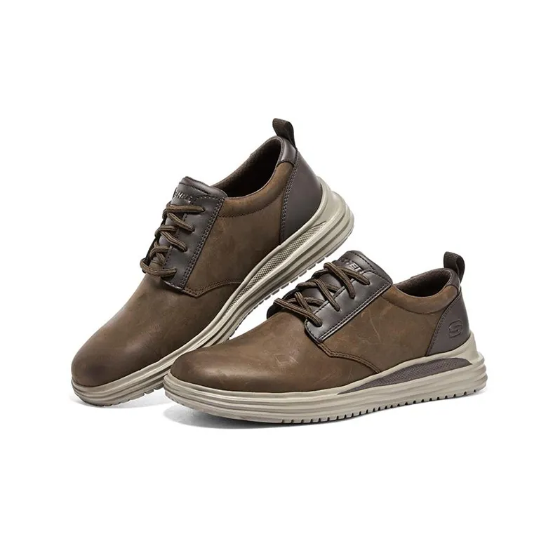 Skechers Proven Cushioning, Slip Resistant, Abrasion Resistant, Breathable Low Top Casual Shoes Men's Brown-2