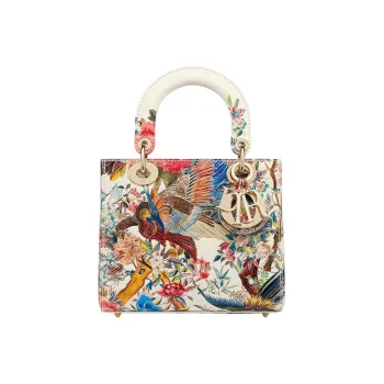 DIOR Lady Dior Cow Leather Daisie Bag Shoulder Bag Crossbody Bag Handbag Small Size Women's Milk White
